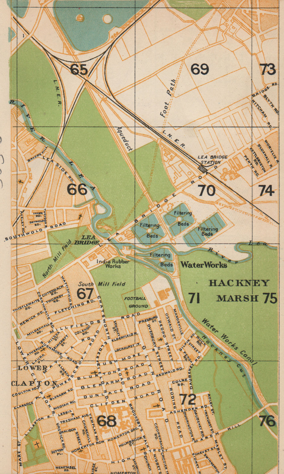 LONDON NE. Hackney Marshes Leyton Marshes Lower Clapton Homerton 1927 old map